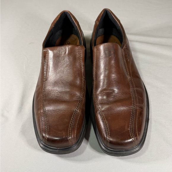 ECCO Men’s Brown Leather Slip On Dress Shoes Size 44 Comfort Loafers - Picture 2 of 16